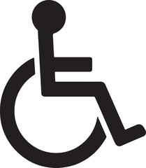 Black wheelchair accessibility symbol on white background icon disabled