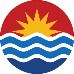 Kiribati national flag icon in circular shape with ocean waves