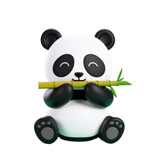 panda bear with bamboo