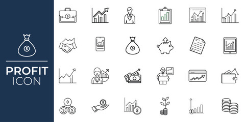 Profit Icon for Business and Financial Growth, Earnings Icon for Revenue and Success Concepts