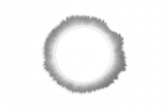 Bright ring of sunlight shining during a total solar eclipse with transparent background, perfect for space and astronomy projects