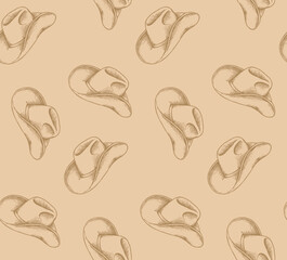 Cowboy Hat Seamless Sketch Pattern Design