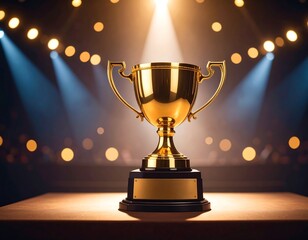 Golden trophy on stage