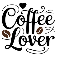 Coffee lover design with heart and coffee beans in black and white color palette illustration art