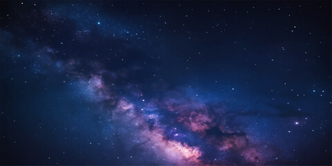 Starry night sky filled with bright stars and cosmic galaxy background