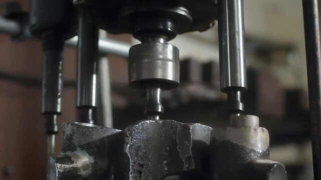 Automated metalworking machine in production creating high-precision