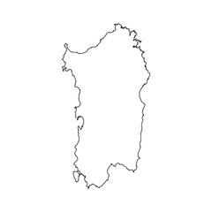 Black Sardinia Map Illustration with Detailed Outlines