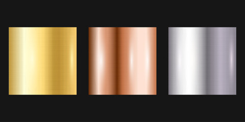 Vertical brushed metal textures in gold, copper, and silver