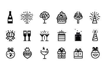 Party & Event Organization Icons – Flat Vector Set