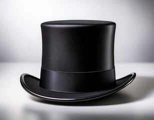 a black top hat on a white background vintage black hat of a magician illusionist