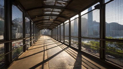 Expansive Walkway in Urban Area with Modern Architecture and Natural Light