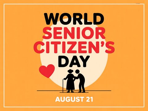 Celebrating world senior citizens day on august 21st with a heartwarming illustration of an elderly couple