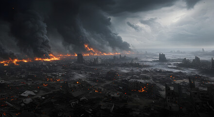 Apocalyptic Cityscape: Inferno and Devastation