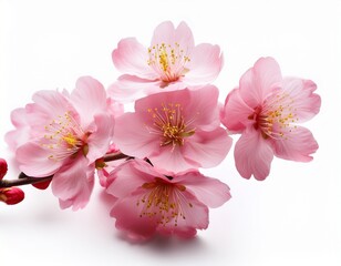 Fototapeta premium pink cherry blossom flowers blooming beautifully isolated on white