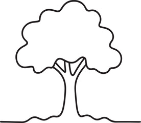 Minimalist one line tree drawing continuous line vector illustration