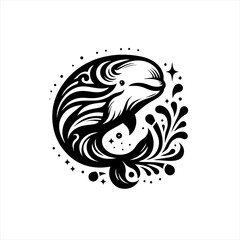 Whale in stylized water design