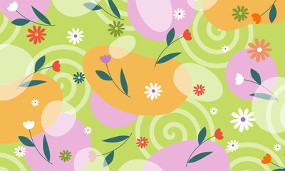 Abstract organic shapes florals background. Trendy hand drawn flowers background and banner.
