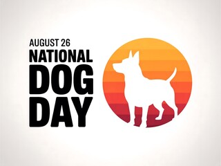 Celebrating national dog day on august 26th with a vibrant sunset silhouette of a happy dog