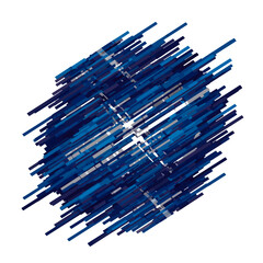 Abstract sphere constructed from blue bars digital art modern style geometric shape futuristic concept