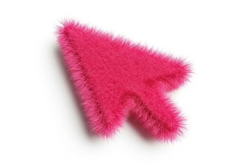 Fluffy pink mouse cursor icon on white background