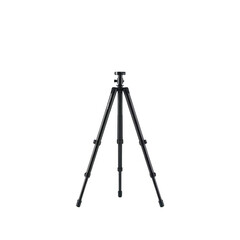 Studio shot highlighting a sturdy black metal tripod, perfect for photography and videography on transparent background