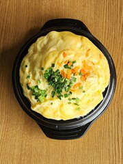 scrambled eggs in a pan