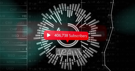 Displaying bar chart on dark dashboard with red subscriber bubble showing 1