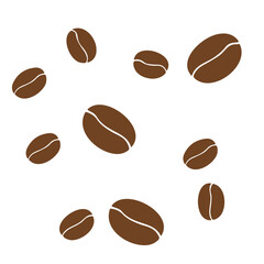 Scattered coffee beans with a white stripe on a white background in a simple and clean illustration