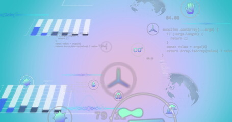 Floating circle with three-pronged icon on dashboard, showing data and droplet and CO? icons