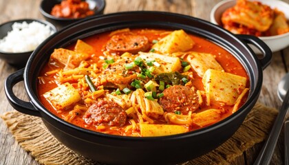Close-Up of Budae Jjigae Stew