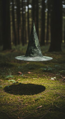 Witch&rsquo;s hat hovering in mid-air, casting a shadow with no body, Halloween Theme