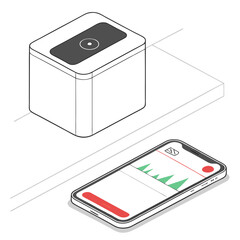 Isometric Illustration of Smart Device and Mobile App Interface