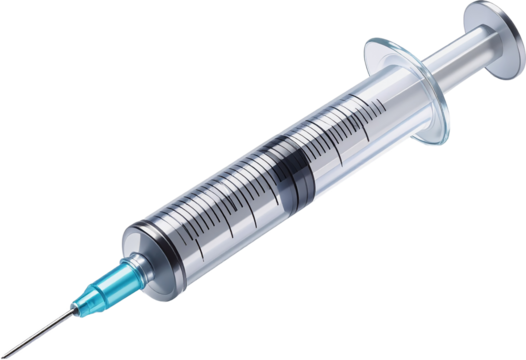 3D Vaccine Syringe Render with Transparent Background