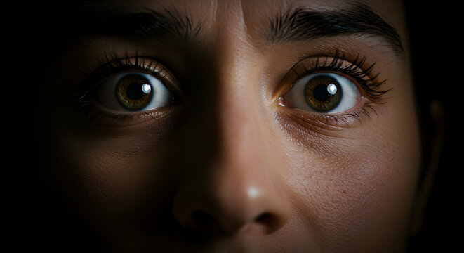 Wide Eyes, Fear, Close-Up Portrait: A Terrifying Gaze