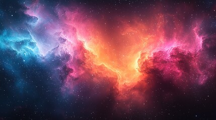 Fototapeta premium Surreal Space Scene with Vibrant Nebulae Galaxies, Abstract Digital Art Backdrop for Sci-Fi Futuristic Designs 