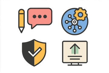 Fototapeta premium Visual representation showcasing communication, technology, security, and data management elements in a digital context