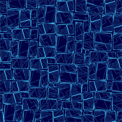 Blue paving stones form a seamless pattern with small square contours on a textured background. The geometric design creates a modern and versatile surface for various projects.