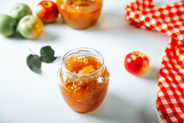 Homemade apple jam in jar