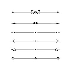 Hand drawn calligraphic dividers. Swirl victorian borders. Vector isolated royal decor separators. Classic wedding invitation calligraphic lines.	