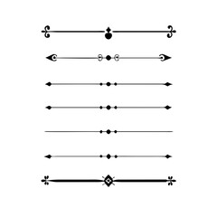 text dividers doodle set. Wedding decorative elements. Divider ornament, borders, floral, vintage line separators. Hand drawn vector illustration isolated on white background. Set page dividers.	