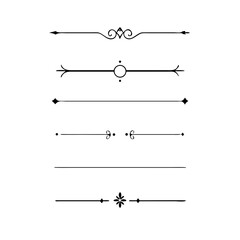 text dividers doodle set. Wedding decorative elements. Divider ornament, borders, floral, vintage line separators. Hand drawn vector illustration isolated on white background. Set page dividers.	