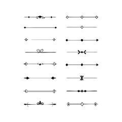 text dividers doodle set. Wedding decorative elements. Divider ornament, borders, floral, vintage line separators. Hand drawn vector illustration isolated on white background. Set page dividers.	