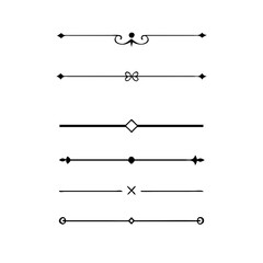 text dividers doodle set. Wedding decorative elements. Divider ornament, borders, floral, vintage line separators. Hand drawn vector illustration isolated on white background. Set page dividers.	