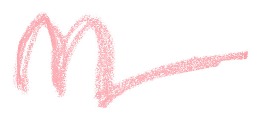 Pink colored pencil drawing isolated on transparent background