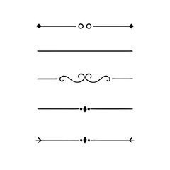 text dividers doodle set. Wedding decorative elements. Divider ornament, borders, floral, vintage line separators. Hand drawn vector illustration isolated on white background. Set page dividers.	