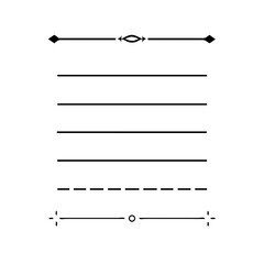 text dividers doodle set. Wedding decorative elements. Divider ornament, borders, floral, vintage line separators. Hand drawn vector illustration isolated on white background. Set page dividers.	