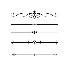 text dividers doodle set. Wedding decorative elements. Divider ornament, borders, floral, vintage line separators. Hand drawn vector illustration isolated on white background. Set page dividers.	