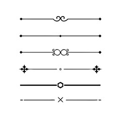 text dividers doodle set. Wedding decorative elements. Divider ornament, borders, floral, vintage line separators. Hand drawn vector illustration isolated on white background. Set page dividers.	