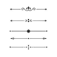 text dividers doodle set. Wedding decorative elements. Divider ornament, borders, floral, vintage line separators. Hand drawn vector illustration isolated on white background. Set page dividers.	