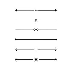 text dividers doodle set. Wedding decorative elements. Divider ornament, borders, floral, vintage line separators. Hand drawn vector illustration isolated on white background. Set page dividers.	